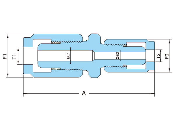 High voltage type PTFE REH-TYPE Reducing Union dimension diagram