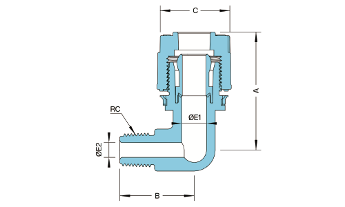 PFA Male BSPT(R/RC) Elbow Insert Type產品圖