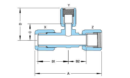 PFA Compact Reducing Tee Fitting產品圖