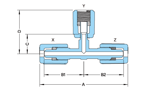 PFA Compact Reducing Tee Fitting產品圖