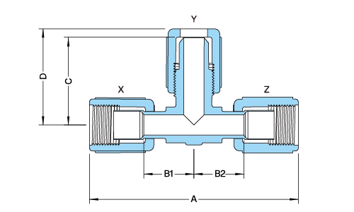 PFA Compact Reducing Tee Fitting產品圖